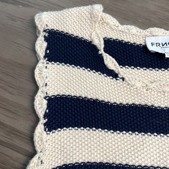 FRNCH PARIS STRIPED BLUE & CREAM KNIT TANK TOP MEDIUM - Picture 14 of 16